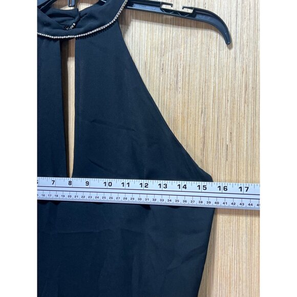 ZARA - Women's Rhinestone Diamond Crystal Backless Draped Halter Top - Black - Picture 7 of 16